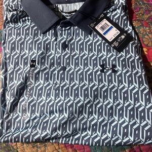 Under Armour Men’s Geometric Golf Polo - Blue & Gray - XL